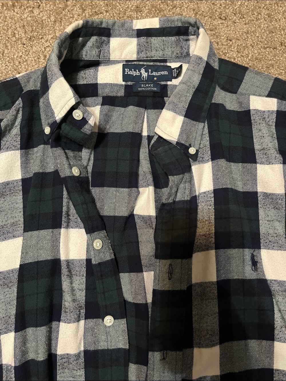 Ralph Lauren Blackwatch Plaid Button-Down Shirt - Green/Blue/White